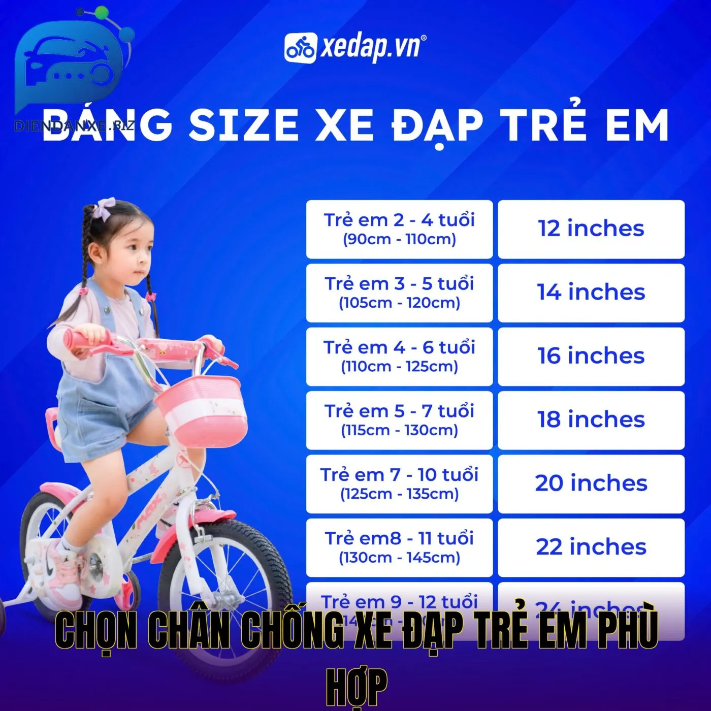 chọn chân chống xe đạp trẻ em phù hợp